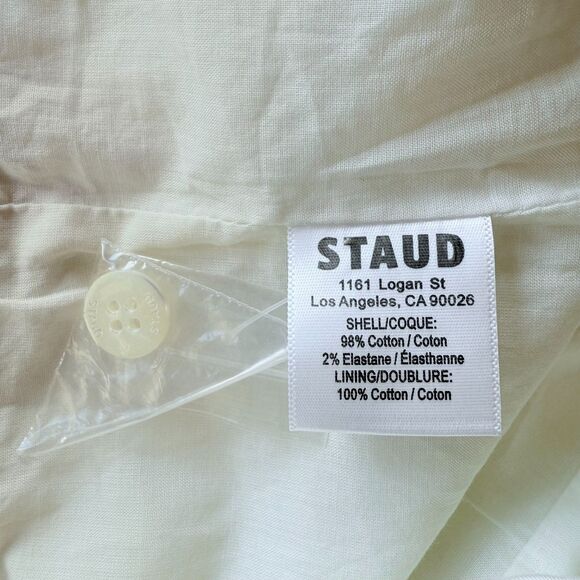 NWT STAUD Haven Cotton Chino Halter Neck Button Front Mini Dress in Ivory Size 2 - Picture 11 of 16